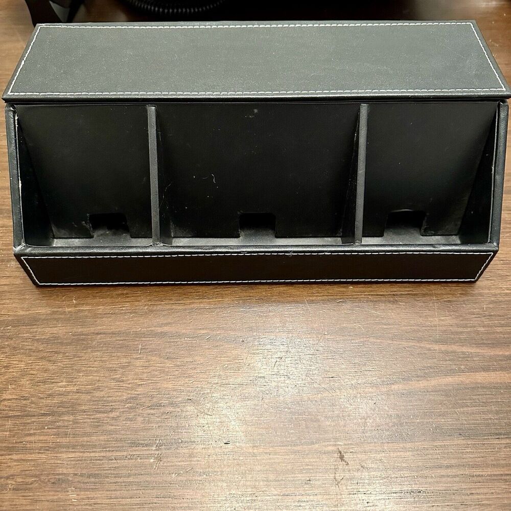 Device Charging Station w/ Valet Drawer on Top Black Power Strip Compartment